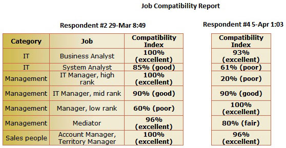 Ejemplo de Calificación de Compatibilidad de Empleo