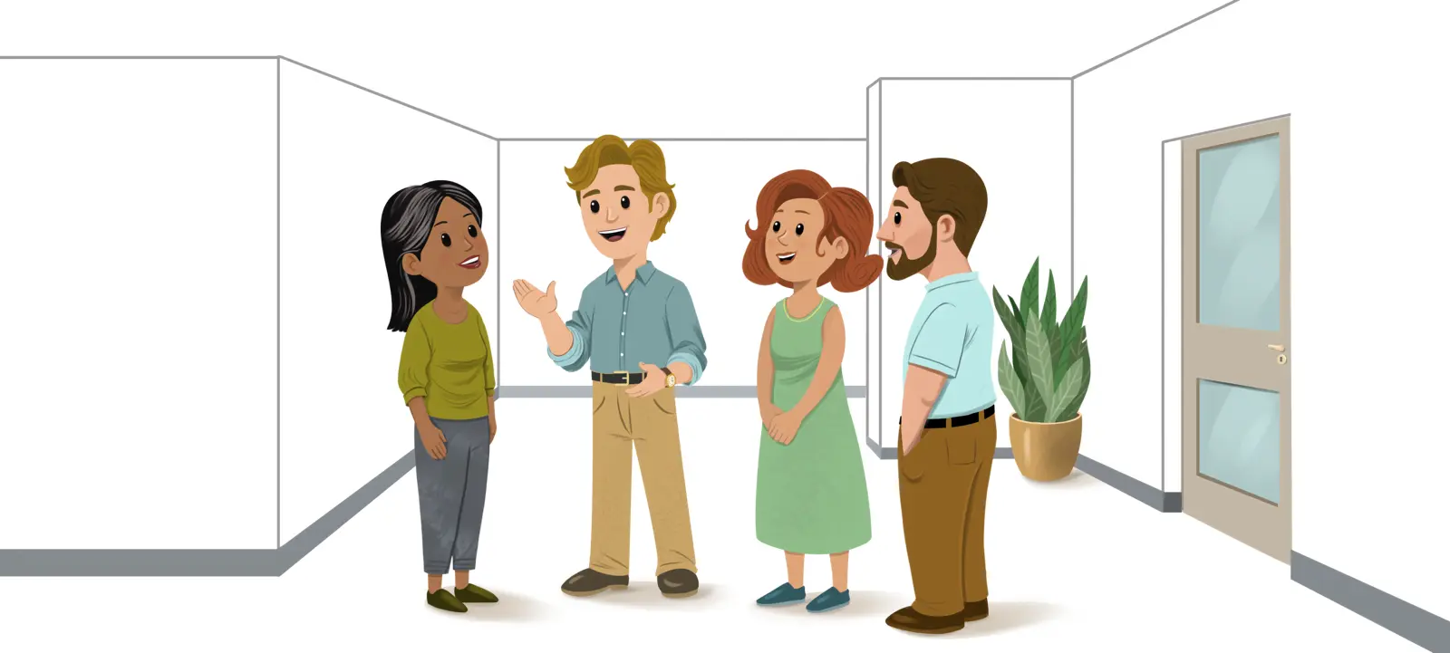 ENFJ man warmly engaging a group in conversation, showing his natural charisma, social confidence, and ability to bring people together in a positive, encouraging way