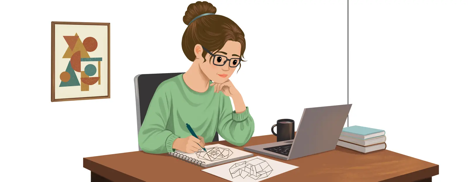 An illustration of an INTJ woman