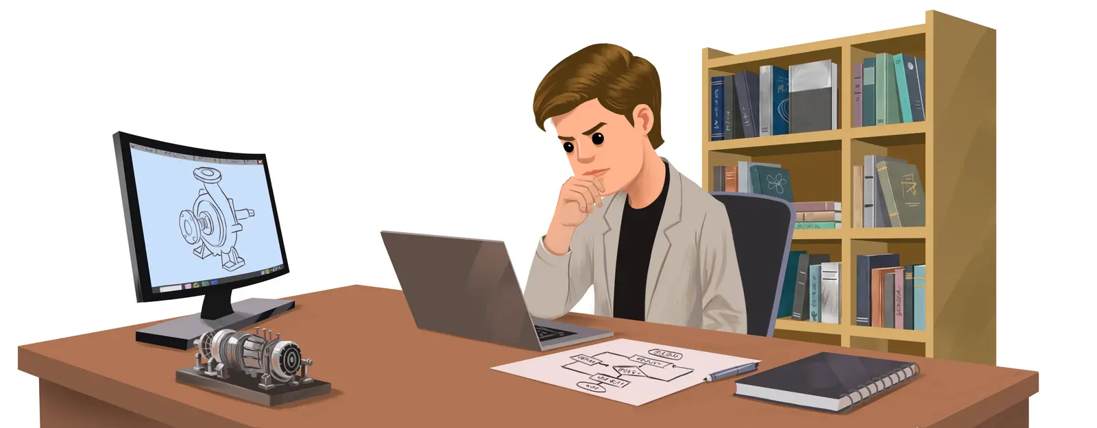 An illustration of an INTJ man